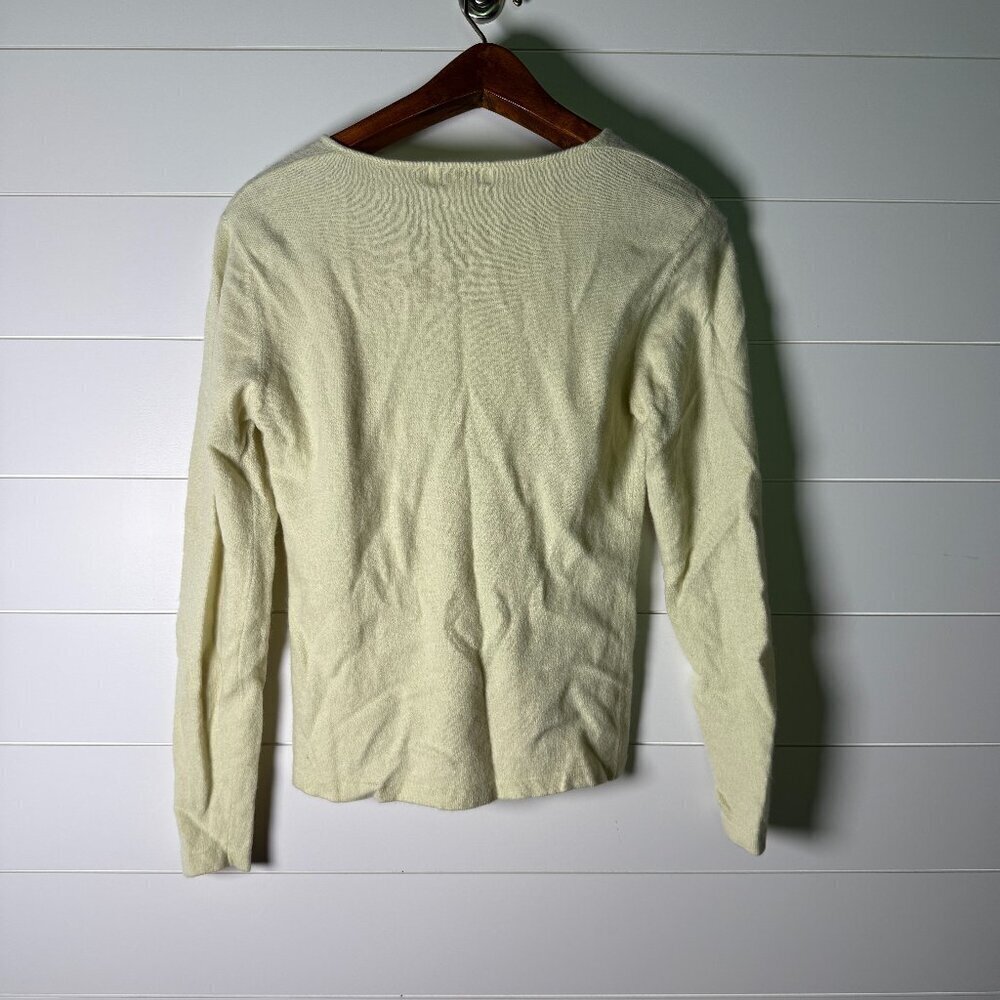 Sutton Studio Bloomingdale’s 100% Cashmere Lemon Lime Sz Large - Picture 3 of 4